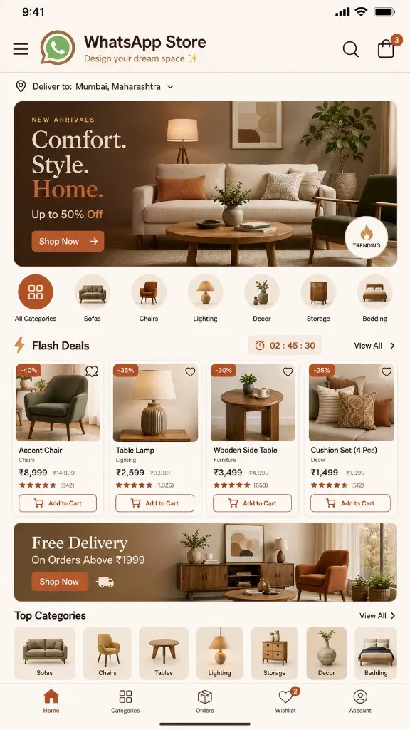 Furniture Shop WhatsApp Store preview