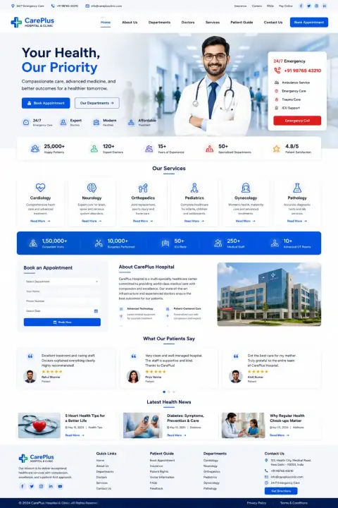 CarePlus Hospital theme preview