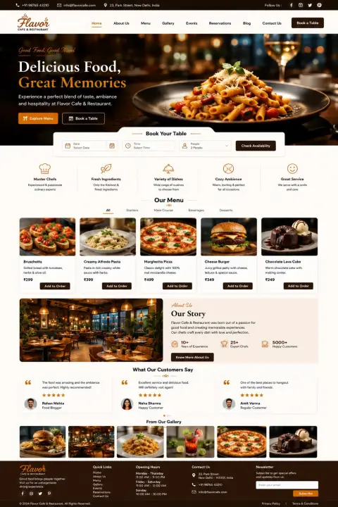 Flavor Cafe Restaurant theme preview