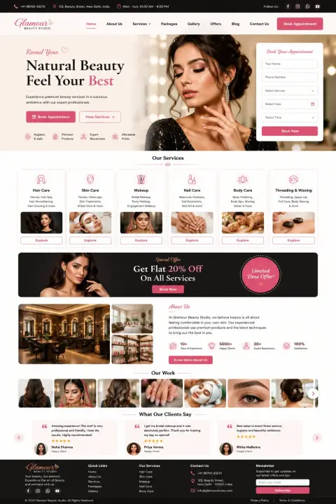 Glamour Beauty Studio theme preview