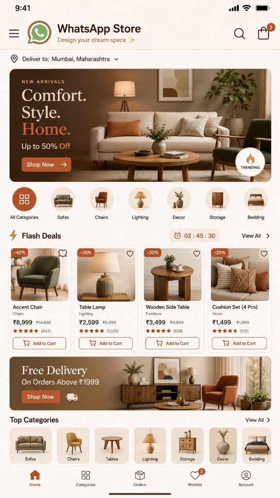 Furniture Shop WhatsApp Store preview